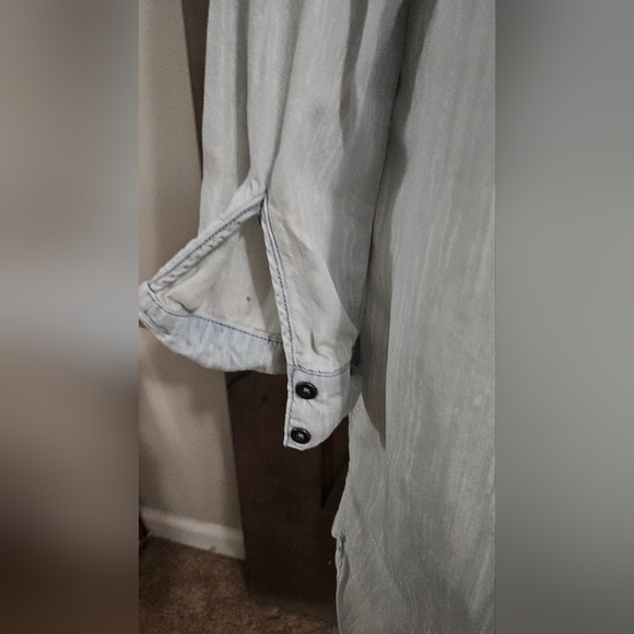 PHILOSOPHY Denim Tencel Button Down  Shirt Dress In Light Blue. Size Small - Picture 13 of 14